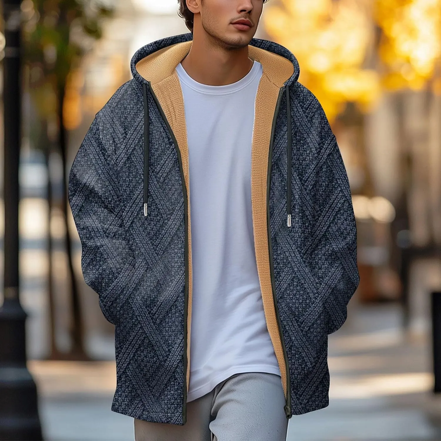 Mens Sherpa Lined Hoodie Zip Up Casual Heavyweight Hooded Fleece Thermal Thick Sweatshirt