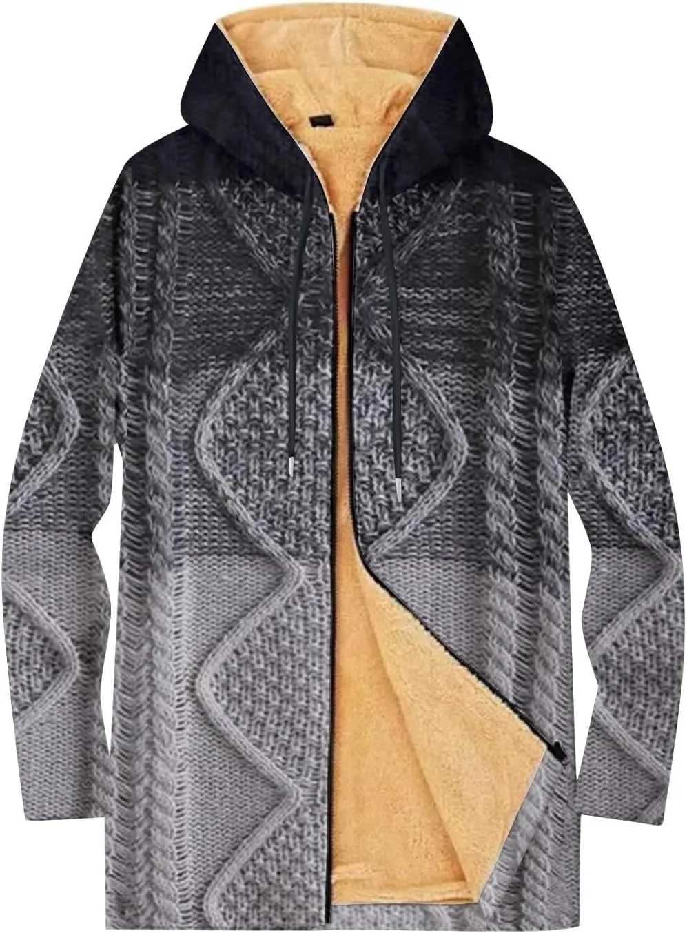 Mens Sherpa Lined Hoodie Zip Up Casual Heavyweight Hooded Fleece Thermal Thick Sweatshirt