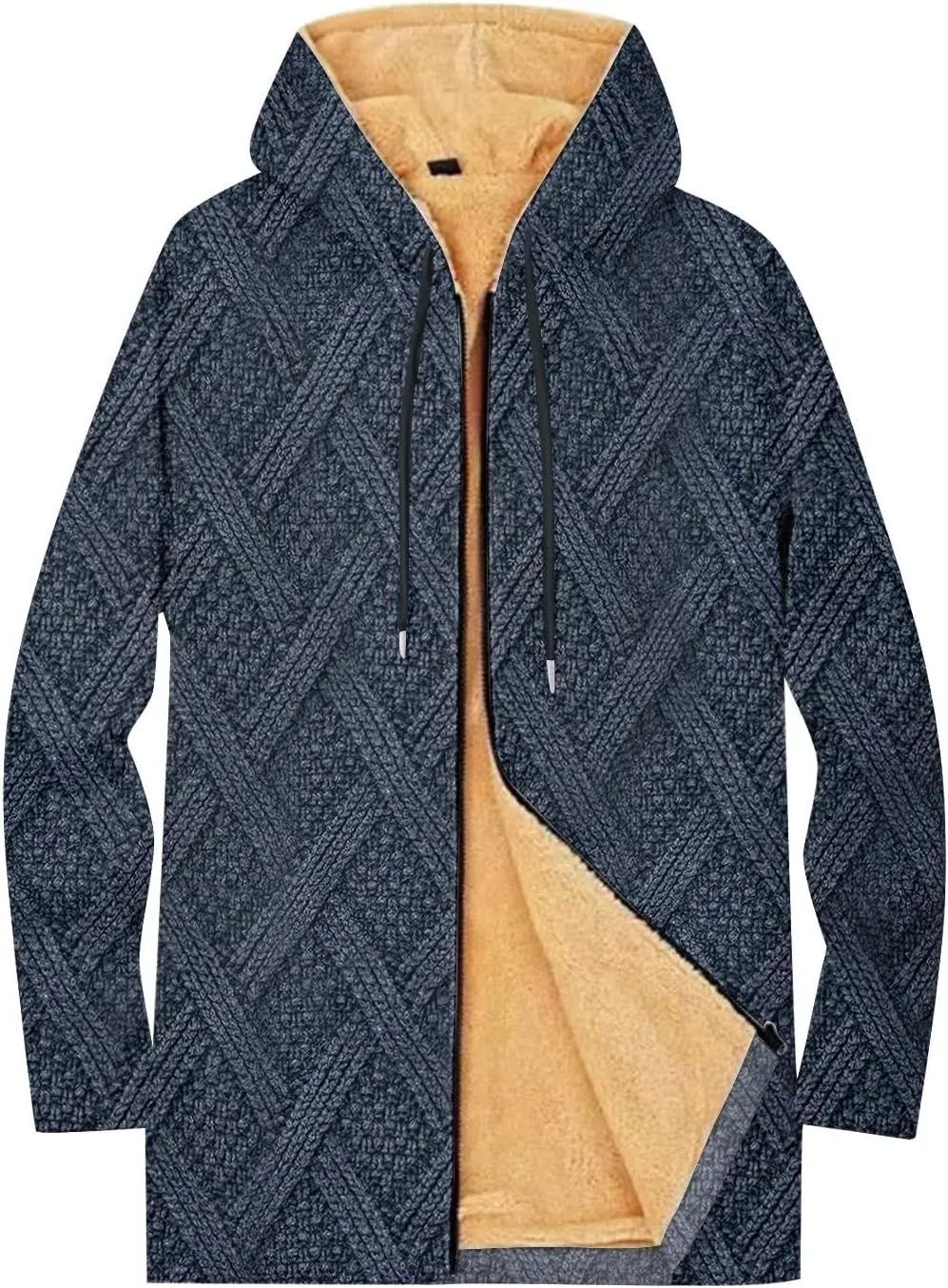 Mens Sherpa Lined Hoodie Zip Up Casual Heavyweight Hooded Fleece Thermal Thick Sweatshirt