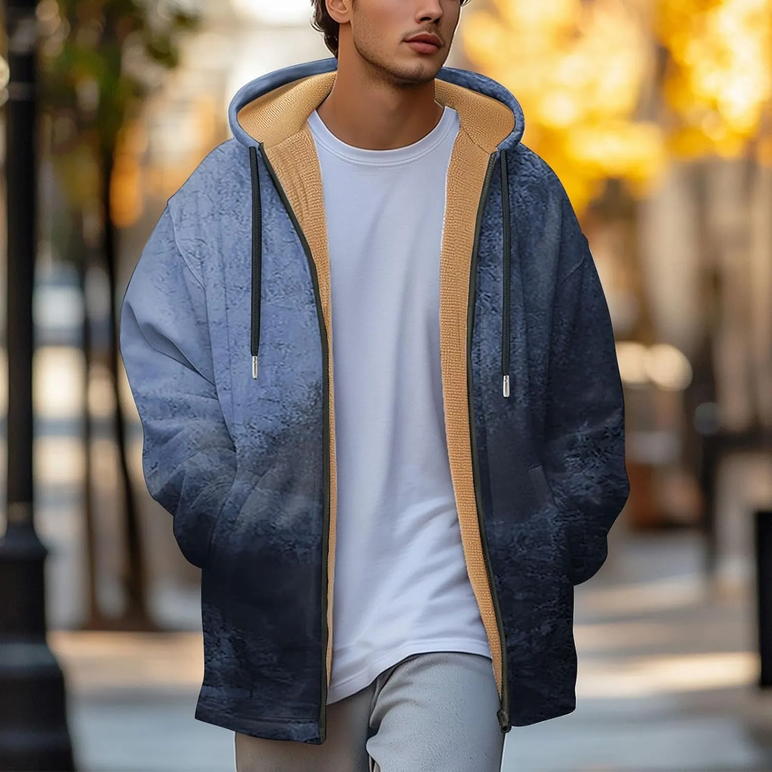 Mens Sherpa Lined Hoodie Zip Up Warm Winter Hoodies Fleece Heavyweight Casual Hooded