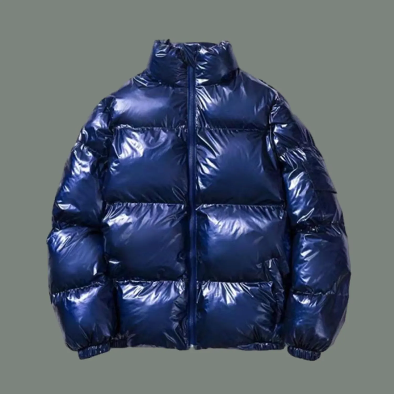 Men's Shiny Winter Jacket Heavyweight Puffer Jackets Casual Coat for Men Full Zip Windproof Stand Collar Down Jacket