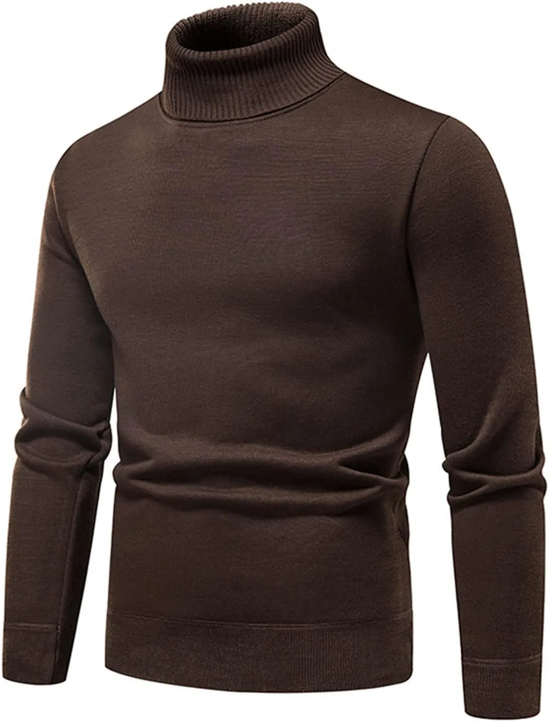 Men's Slim Fit Turtleneck Knit Pullover Sweater Men Slim Fit Long Sleeve Knitted Jumper Tops Mens Solid Thick Knitwear