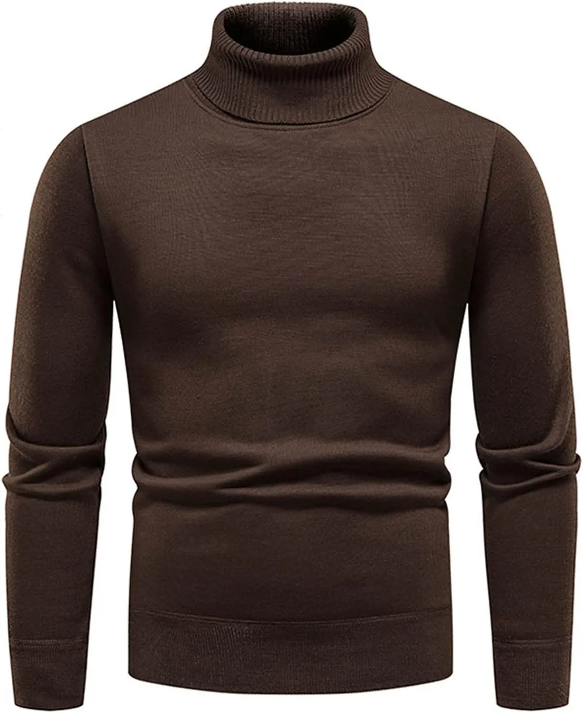 Men's Slim Fit Turtleneck Knit Pullover Sweater Men Slim Fit Long Sleeve Knitted Jumper Tops Mens Solid Thick Knitwear