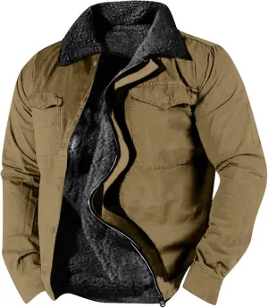 Mens Sport Coat, Hooded Winter Coats Water Resistant Warm Thicken Insulated Button zipper Windproof Jacket with Pocket