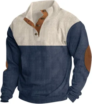 Mens Stand Collar Pullover Sweater Cable Knitted Chunky Winter Fashion Buttons Twisted Thermal Cashmere Sweaters