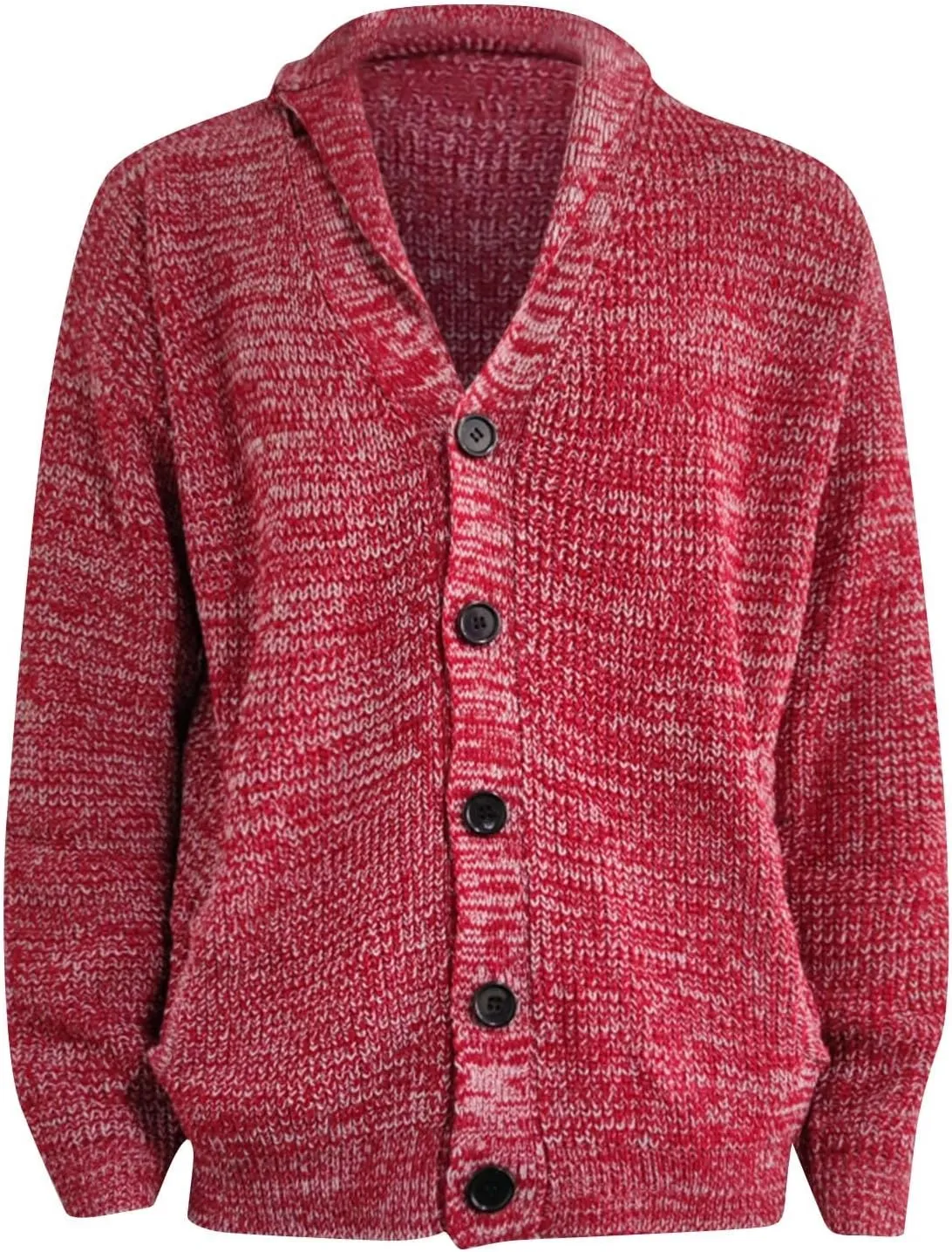 Mens Sweater Cardigan Casual Long Sleeve Shawl Collar Buttons Down Cable Knit Cardigan Sweater, XXL-5XL