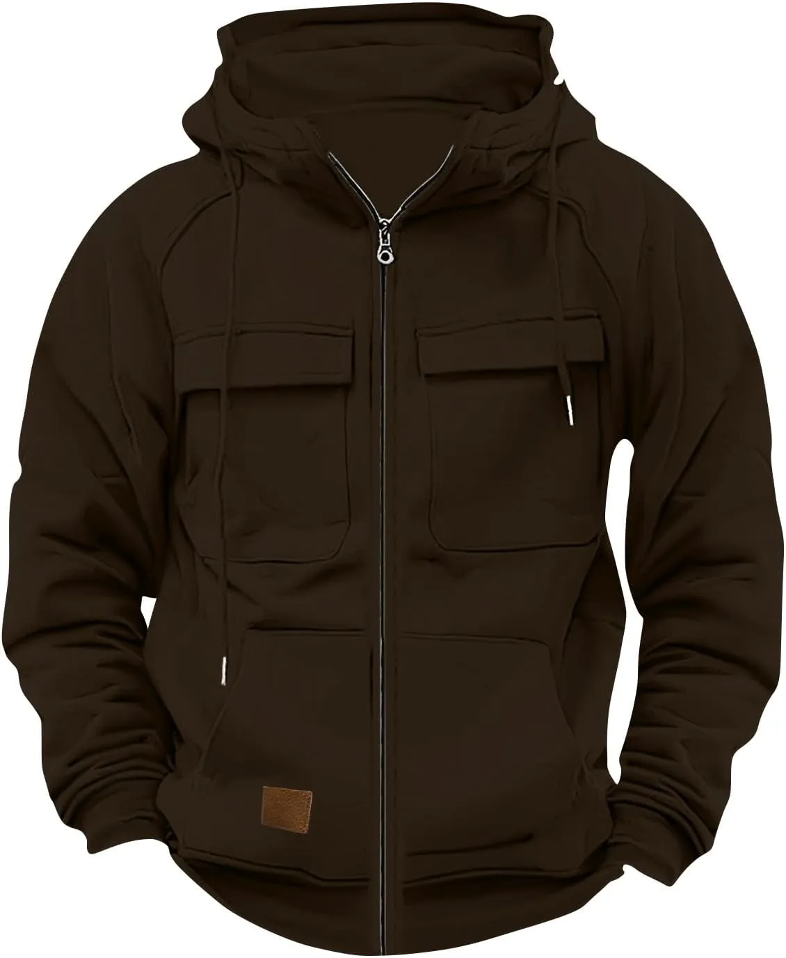 Mens Tactical Hoodies Long Sleeve Cargo Hooded Sweatshirts Outdoor Zip Up Military Jackets with Pockets