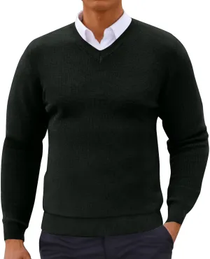 Men's V Neck Pullover Sweater Long Sleeve Casual Slim Fit Cotton Dress Sweaters Lightweight Knitted Warm Sweaters