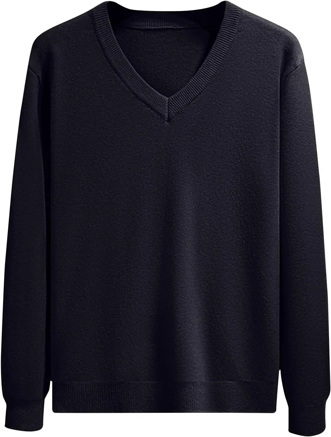 Men's V Neck Super Soft Sweater Long Sleeve Pullover Slim Fit Knitted Tops Lightweight Casual Fall Fashion Sweater