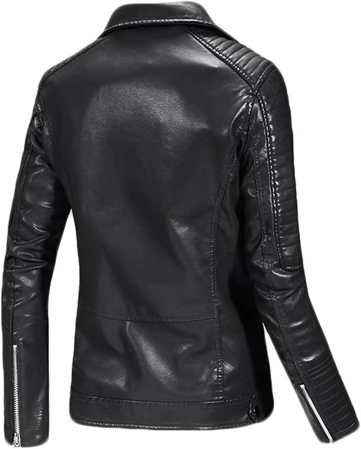 Men's Vintage Asymmetric Zip Lightweight Faux Leather Biker Jacket Long Sleeve Lapel Collar Motorcycle Racing Coats