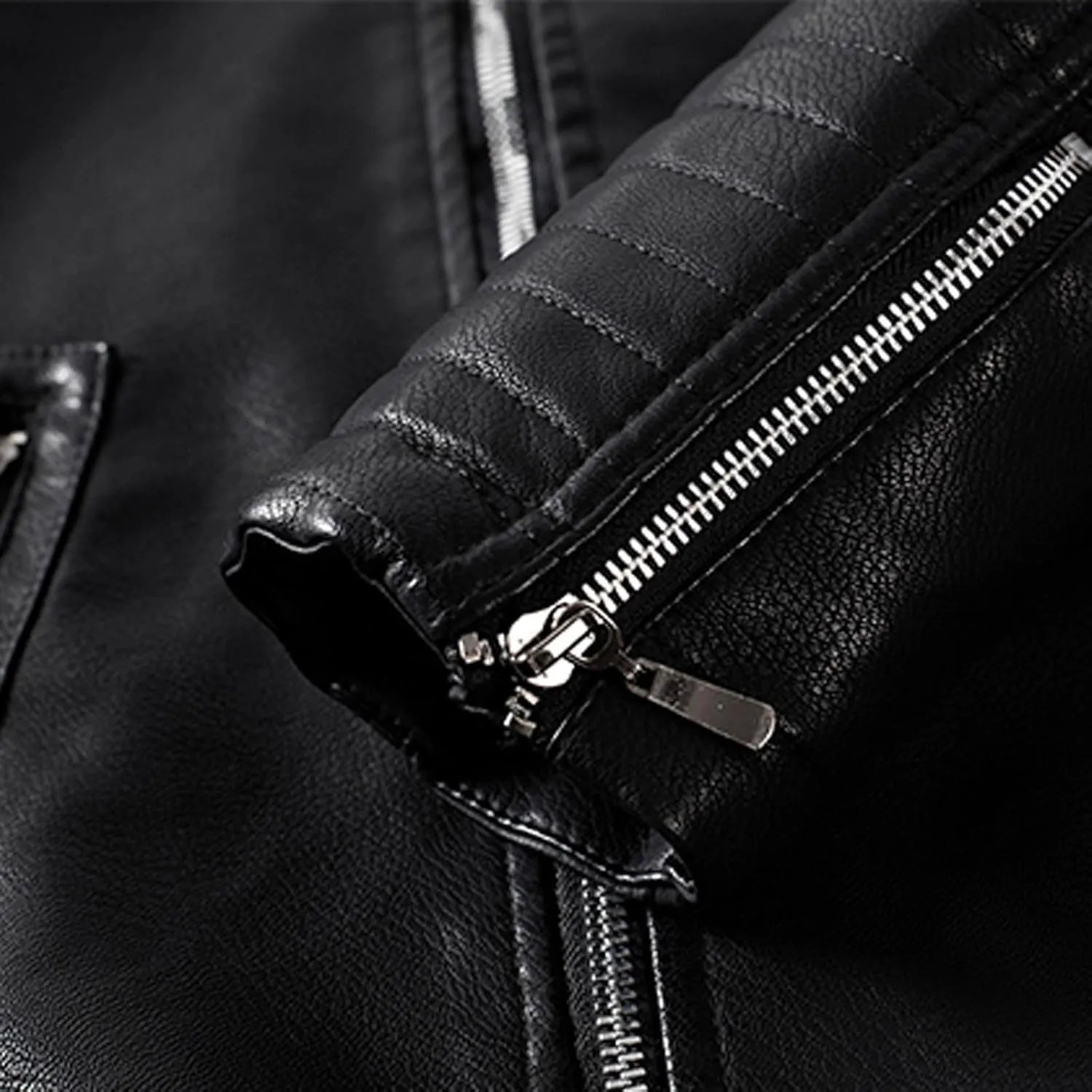 Men's Vintage Asymmetric Zip Lightweight Faux Leather Biker Jacket Long Sleeve Lapel Collar Motorcycle Racing Coats