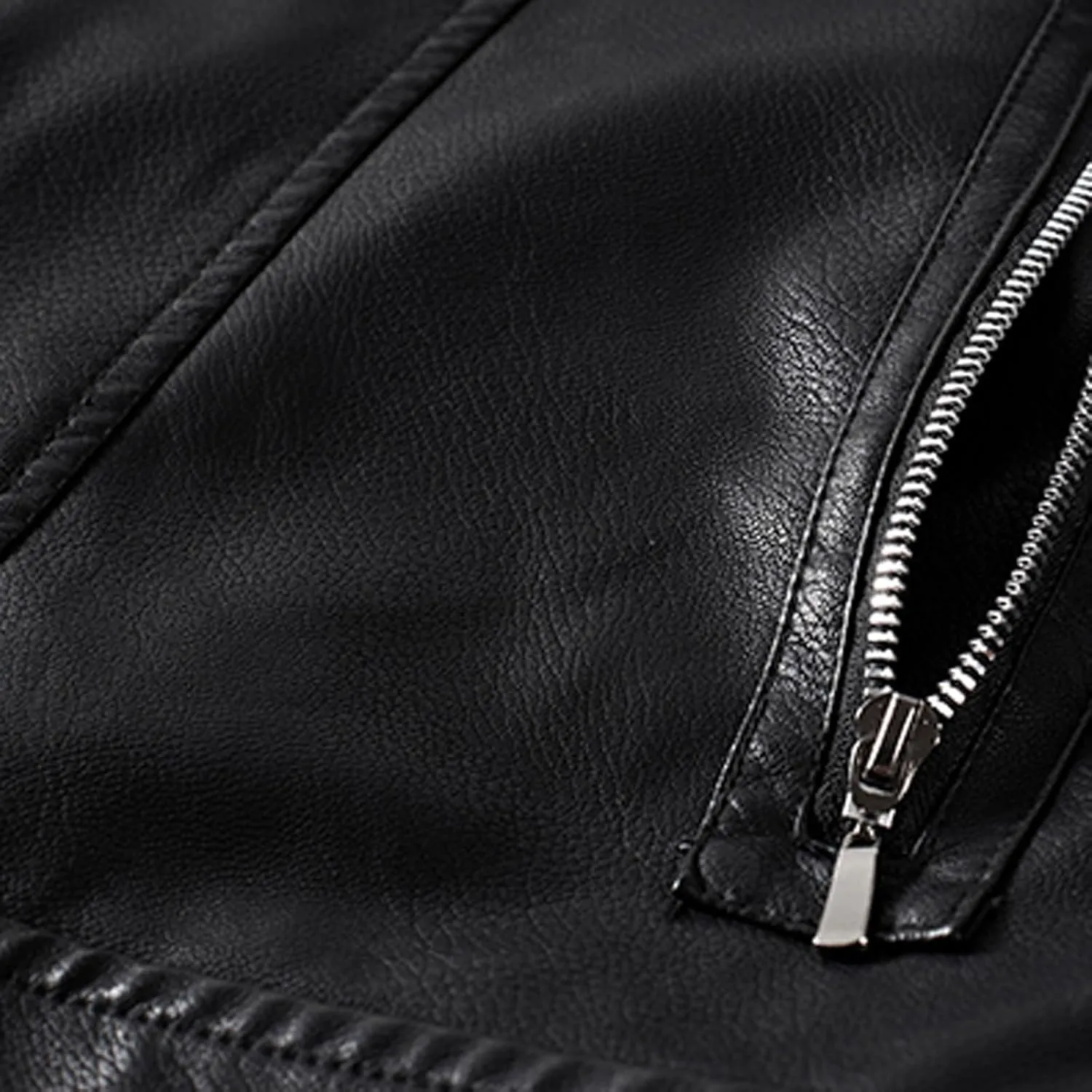 Men's Vintage Asymmetric Zip Lightweight Faux Leather Biker Jacket Long Sleeve Lapel Collar Motorcycle Racing Coats