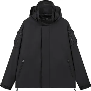 Mens Windproof Jacket Lightweight Hooded Rain Jacket Outdoor Mountain Sport Jacket Shell Jacket Windbreaker Raincoat