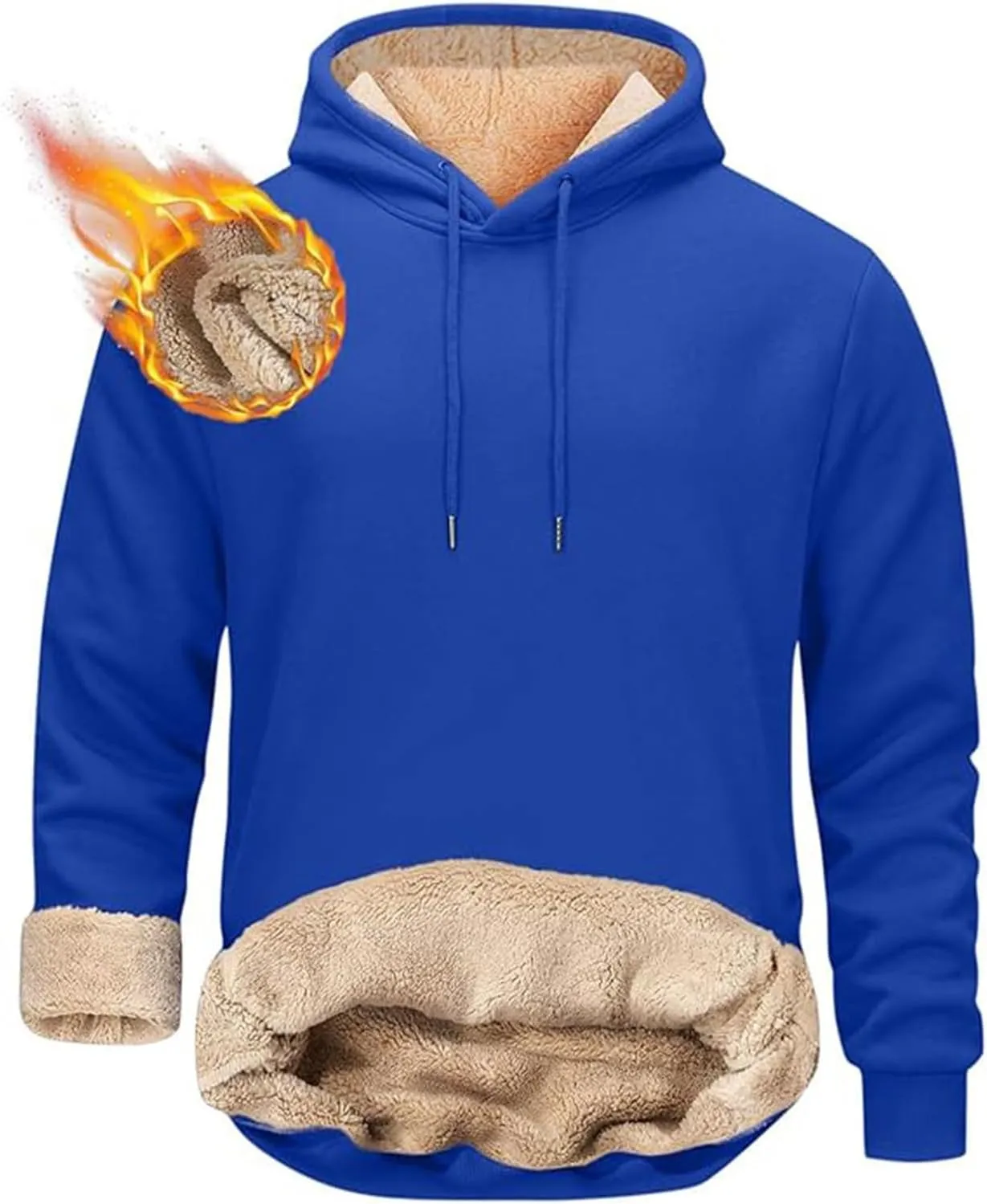 Men'S Winter Fleece Lined Hoodie Thick Thermal Sweatshirt Heavyweight Warm Hooded Pullovers Long Sleeve Outerwear