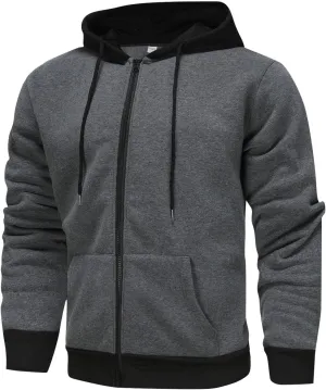 Men's Zip Up Hoodie Shirts Soft Solid Color Coat Light Trendy Long Sleeve Jacket Casual Winter Sweatershirts with Pockets