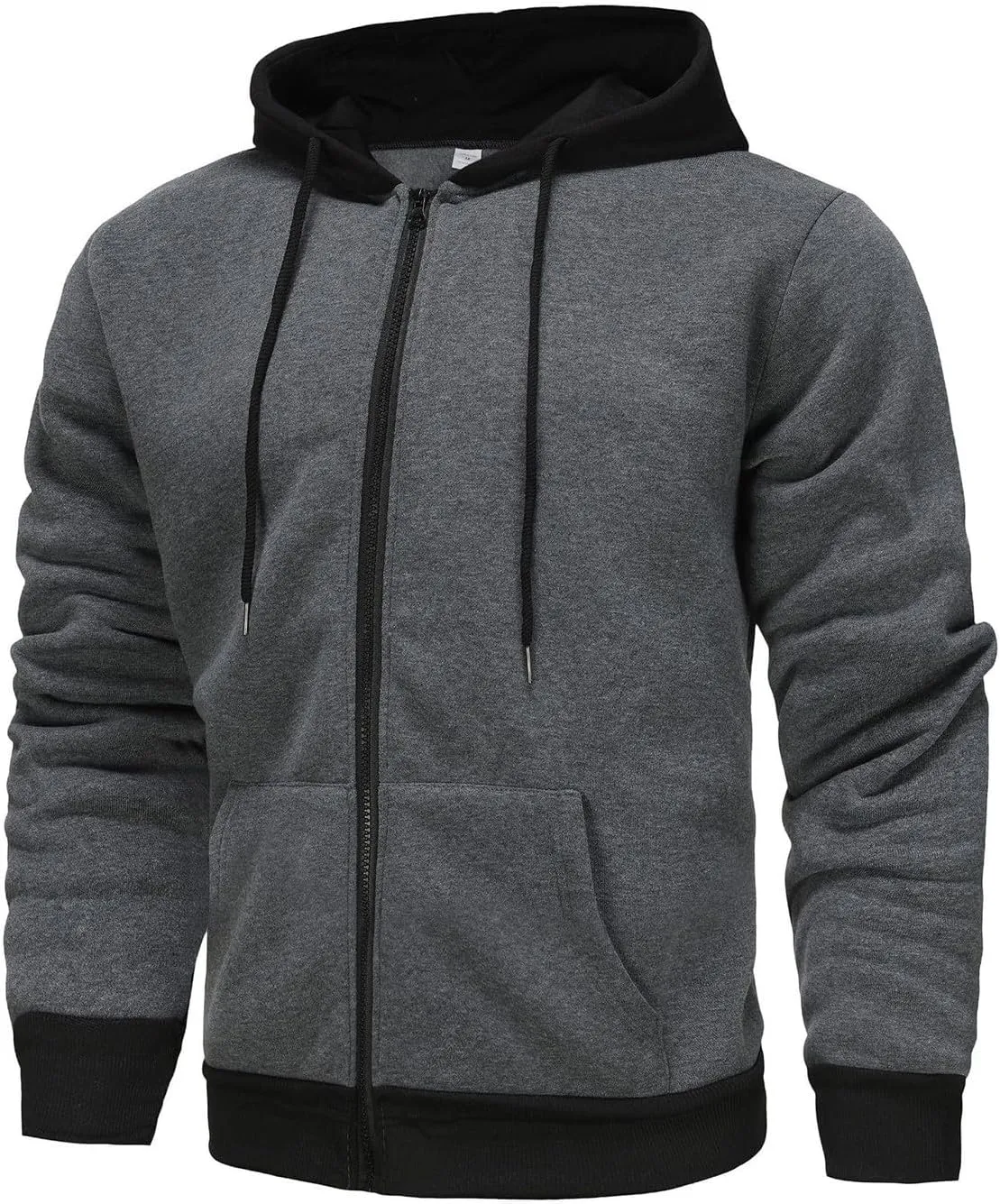 Men's Zip Up Hoodie Shirts Soft Solid Color Coat Light Trendy Long Sleeve Jacket Casual Winter Sweatershirts with Pockets