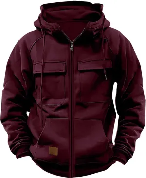 Mens Zip Up Tactical Hoodies Big and Tall Work Military Cargo Hooded Sweatshirt Hippie Aztec Cowboy Pullover Hoodies