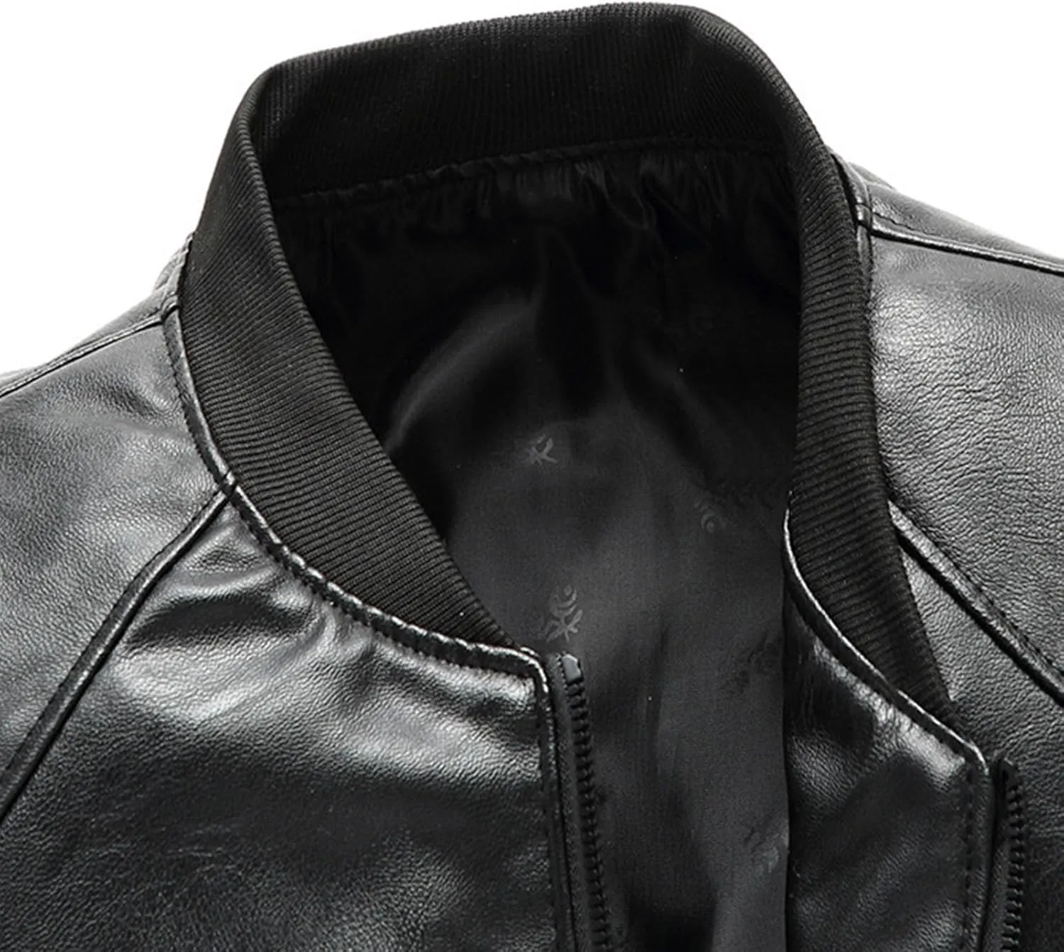 Men's Zipper Leather Jacket Vintage Black Motorcycle Windbreaker Leather Jackets Winter Fall Baseball Fashion Casual