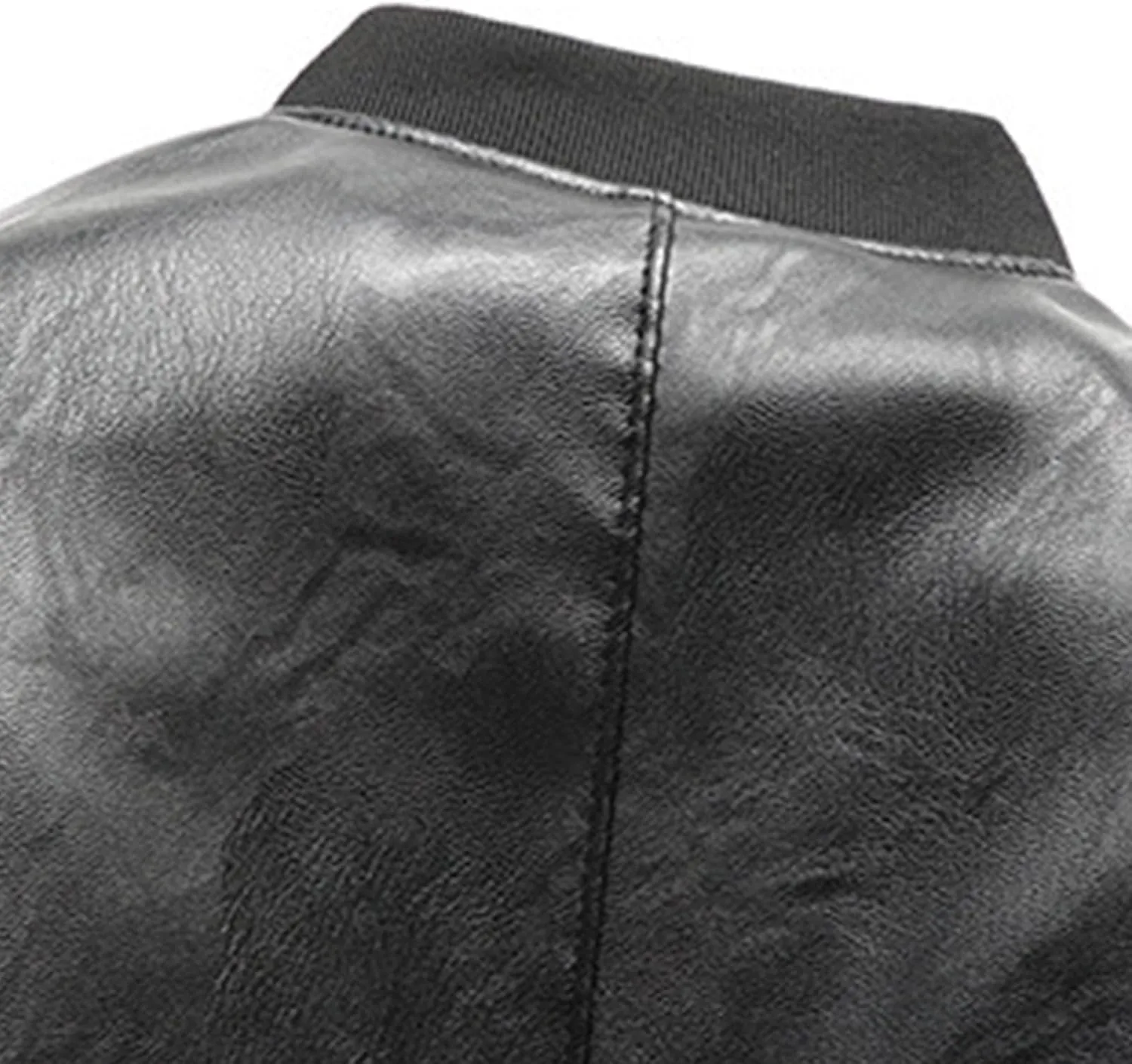 Men's Zipper Leather Jacket Vintage Black Motorcycle Windbreaker Leather Jackets Winter Fall Baseball Fashion Casual