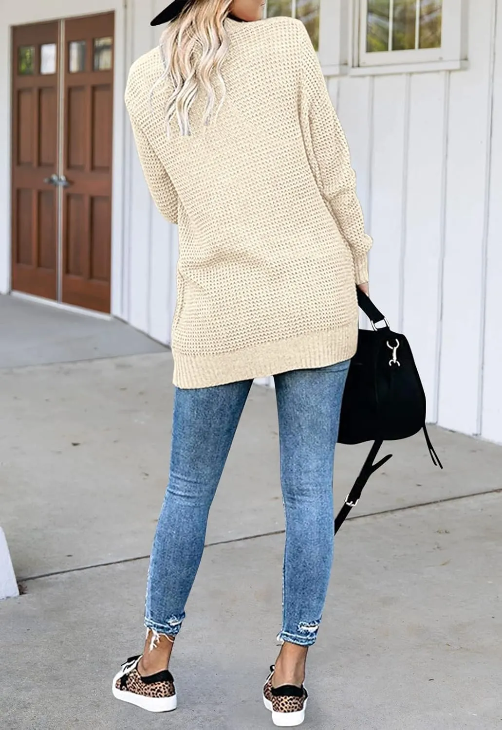 MEROKEETY Womens Long Sleeve Open Front Cardigans Chunky Knit Draped Sweaters Outwear