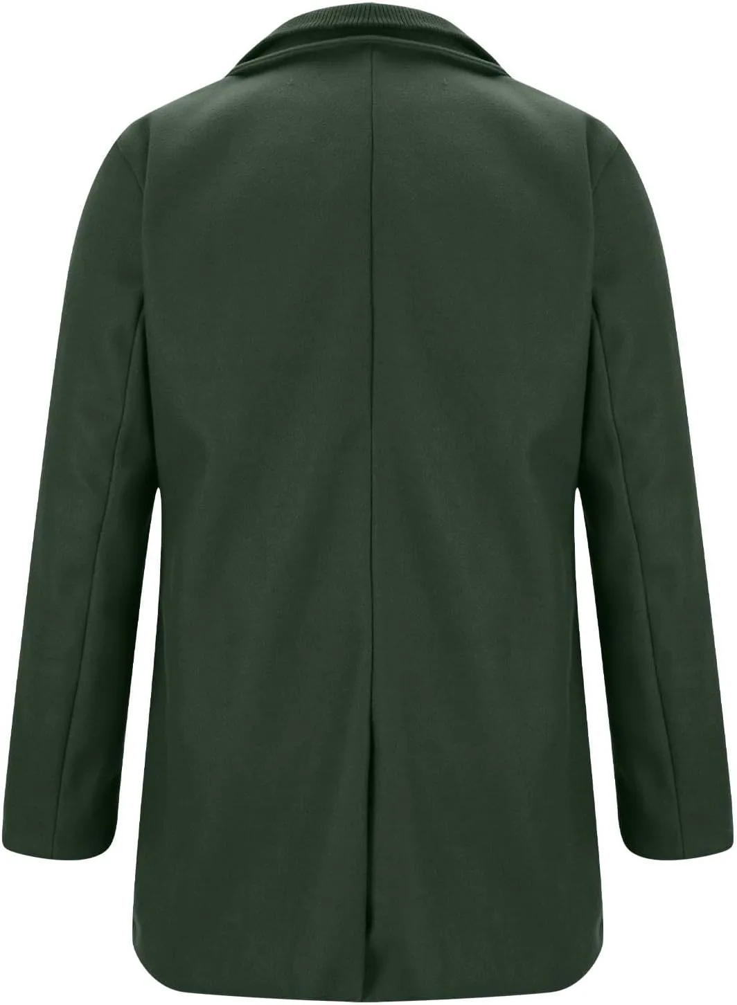 Mid Length Trench Coat Men Big and Tall Wool Trench Coat Notch Collar Trench Coat Zip Up Wool Pea Coat with Pockets