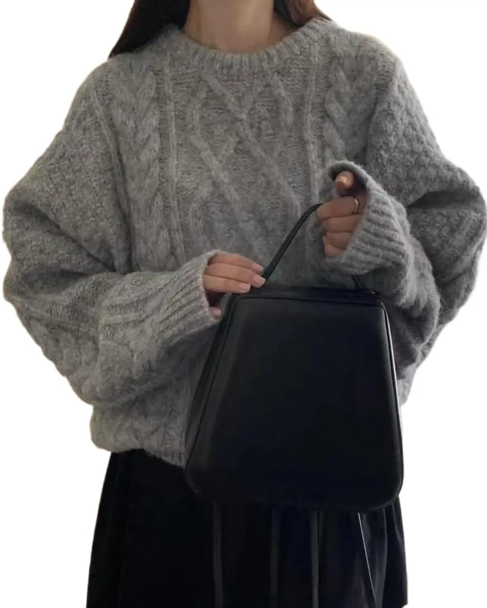 MOLERFO Cable Knit Sweater Women Chunky Knit Sweater Y2k Oversized Sweaters Fall Tops 2024 Trendy Pullover Sweaters