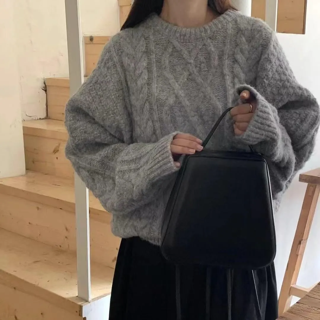 MOLERFO Cable Knit Sweater Women Chunky Knit Sweater Y2k Oversized Sweaters Fall Tops 2024 Trendy Pullover Sweaters