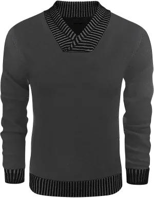 Muscularfit Men's V Neck Sweaters Pullover Long Sleeve Design Lightweight Knitted Sweaters Business Casual Pullover Sweater