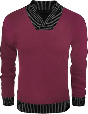 Muscularfit Men's V Neck Sweaters Pullover Long Sleeve Design Lightweight Knitted Sweaters Business Casual Pullover Sweater