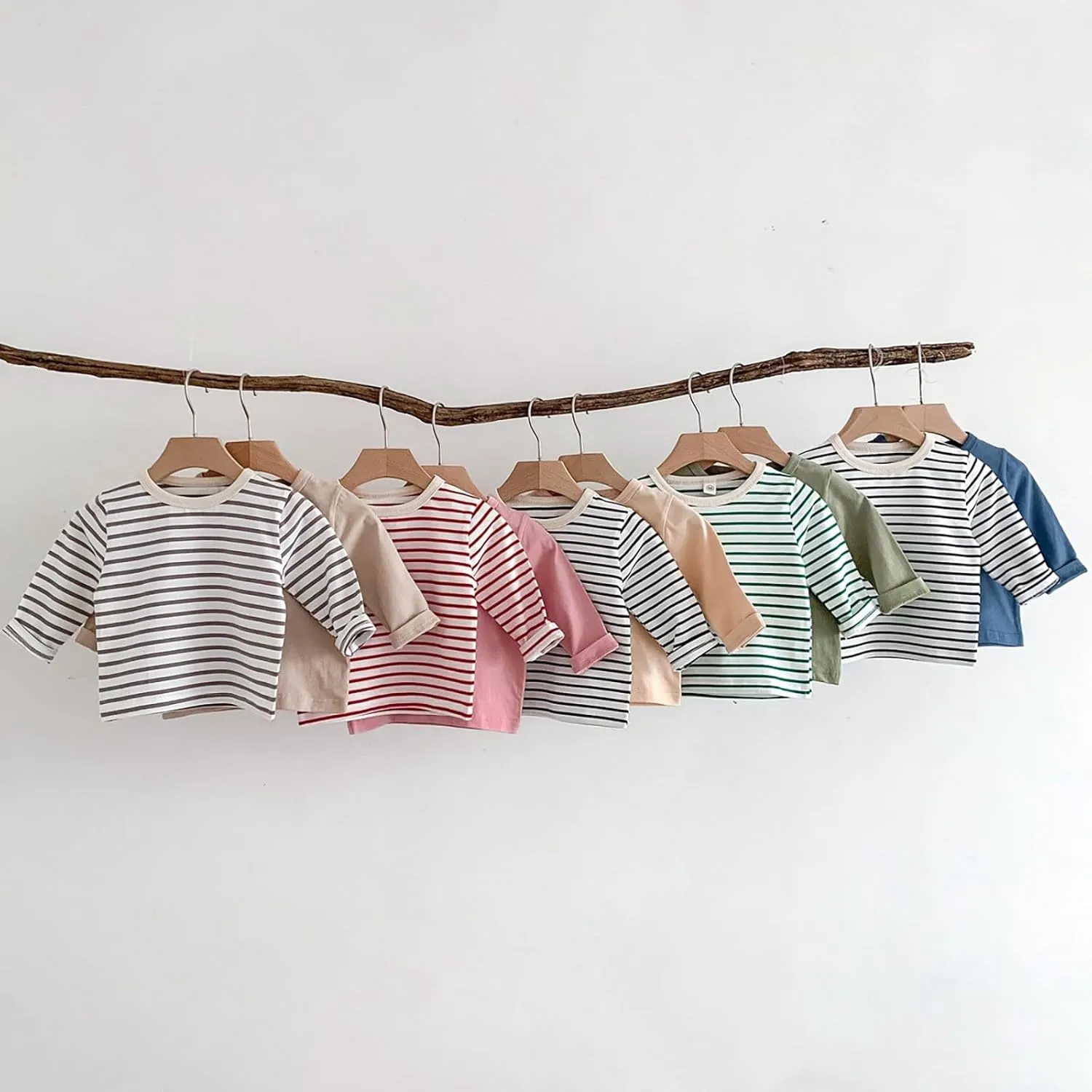 Newborn Baby Boys Girls Long Sleeve Basic Layering T-Shirt Infant Comfort Soft Crewneck Tee Tops Fall Winter Clothes