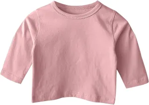 Newborn Baby Boys Girls Long Sleeve Basic Layering T-Shirt Infant Comfort Soft Crewneck Tee Tops Fall Winter Clothes