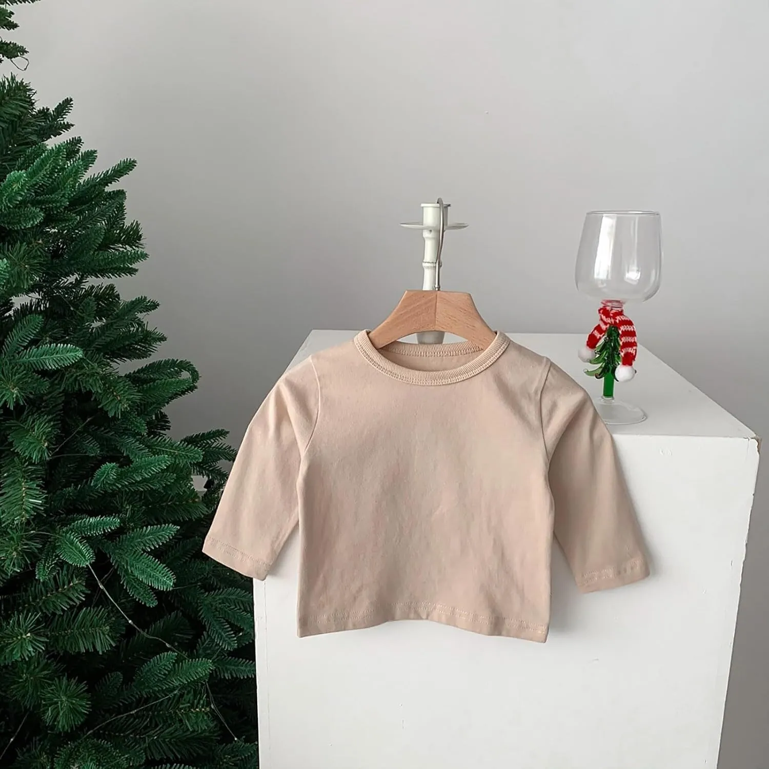 Newborn Baby Boys Girls Long Sleeve Basic Layering T-Shirt Infant Comfort Soft Crewneck Tee Tops Fall Winter Clothes