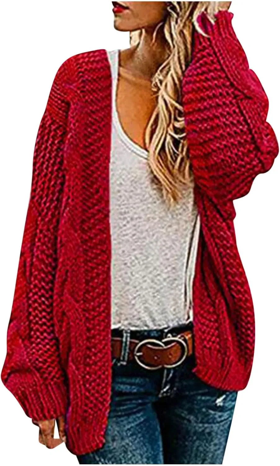 Oversized Cardigan for Women 2023 Long Sleeve Open Front Chunky Cable Knit Sweaters Loose Fit Slouchy Casual Cardigans