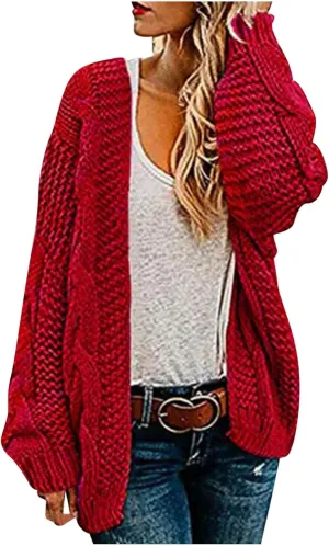 Oversized Cardigan for Women 2023 Long Sleeve Open Front Chunky Cable Knit Sweaters Loose Fit Slouchy Casual Cardigans