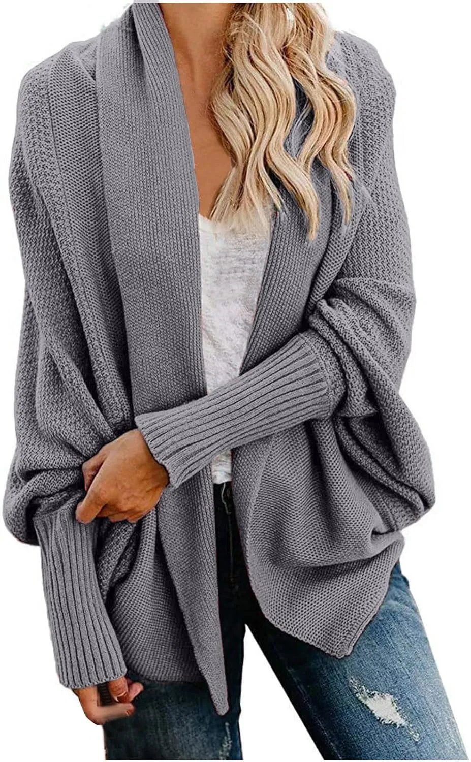 Oversized Cardigan Sweaters for Women 2023 Long Sleeve Open Front Cable Knit Outwear Coats Solid Color Slouchy Wrap Cardigans