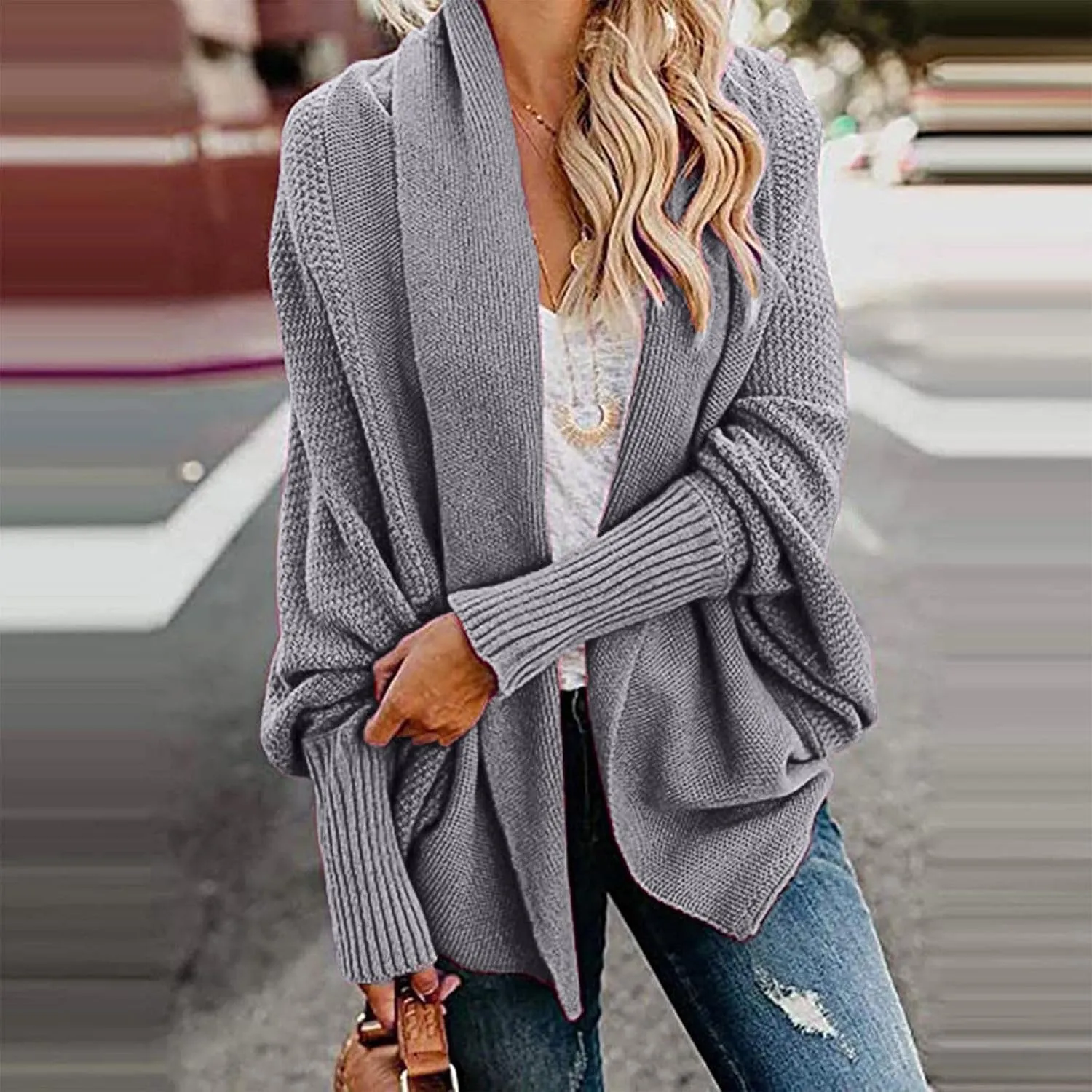 Oversized Cardigan Sweaters for Women 2023 Long Sleeve Open Front Cable Knit Outwear Coats Solid Color Slouchy Wrap Cardigans