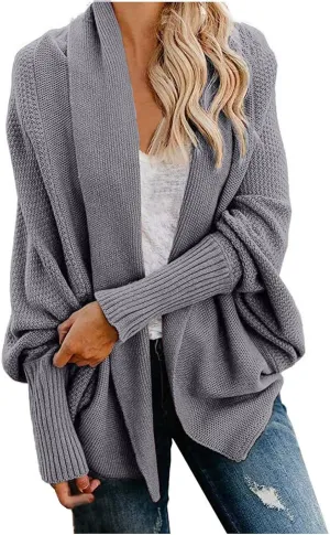 Oversized Cardigan Sweaters for Women 2023 Long Sleeve Open Front Cable Knit Outwear Coats Solid Color Slouchy Wrap Cardigans