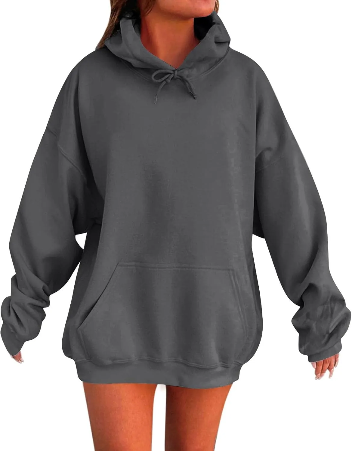 Oversized Hoodie for Women Plus Size Lightweight Fleece Hooded Sweatshirts Drop Shoulder Drawstring Pullover Hoodies
