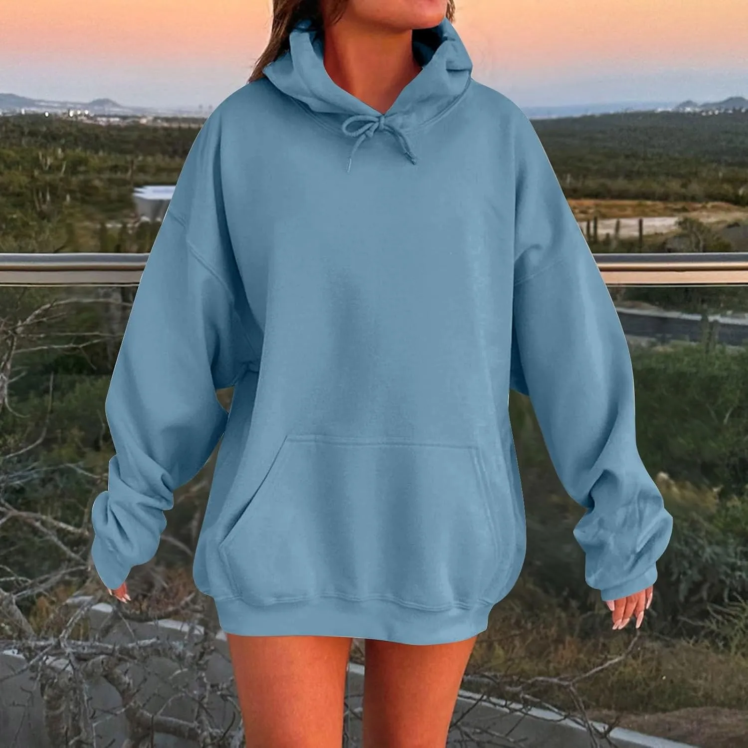 Oversized Hoodies for Women Loose Fit Drop Shoulder Fleece Pullover Sweatshirts Winter Warm Plus Size Hoodie w/Pockets