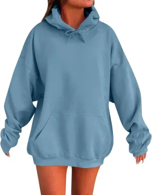 Oversized Hoodies for Women Loose Fit Drop Shoulder Fleece Pullover Sweatshirts Winter Warm Plus Size Hoodie w/Pockets