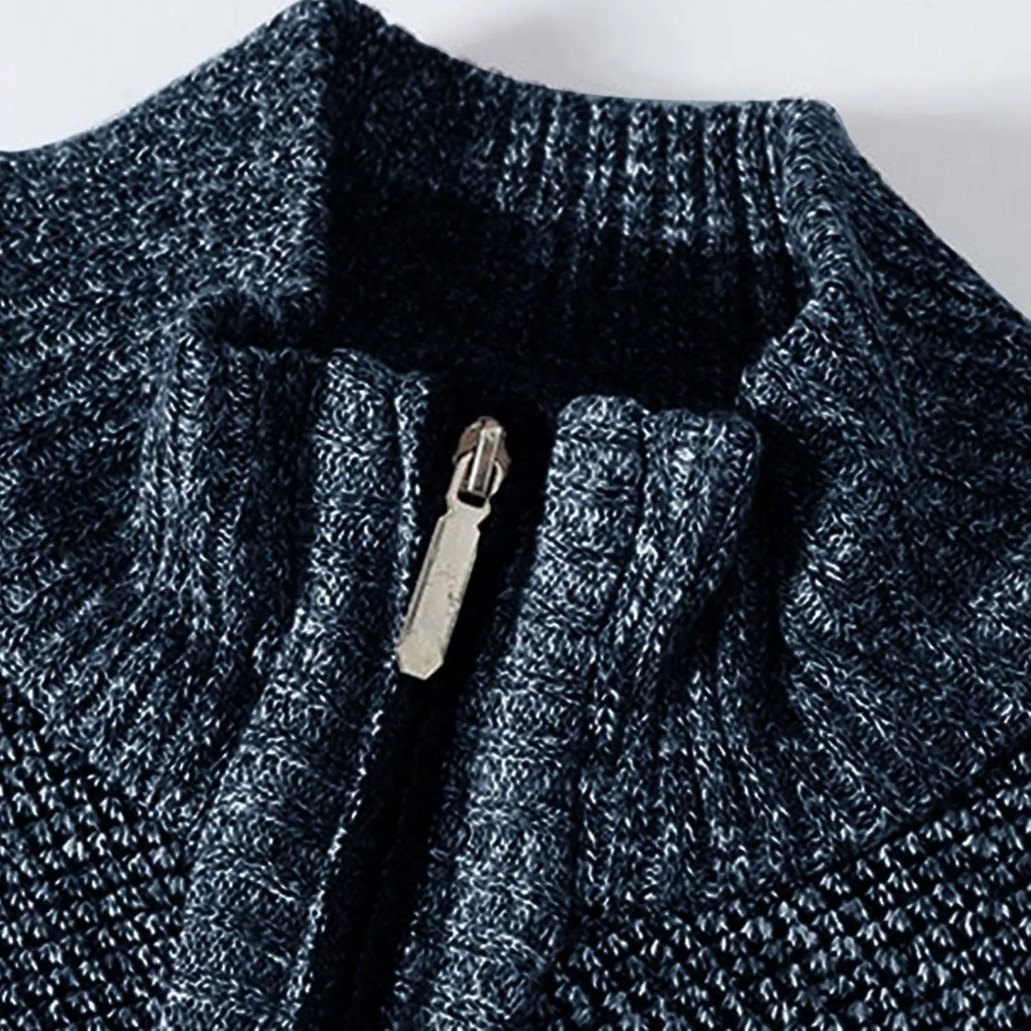 Oversized Knit Sweater for Men Zipper Houndstooth Print Pullover Slim Fit Autumn Fashion Pullover Sweater
