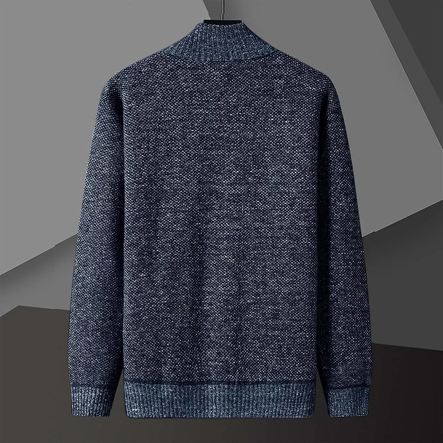 Oversized Knit Sweater for Men Zipper Houndstooth Print Pullover Slim Fit Autumn Fashion Pullover Sweater