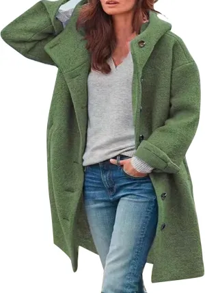 Oversized Long Fuzzy Jackets for Women Winter Thermal Loose Outwear with Pockets Trendy Button Down Lapel Jacket Coat