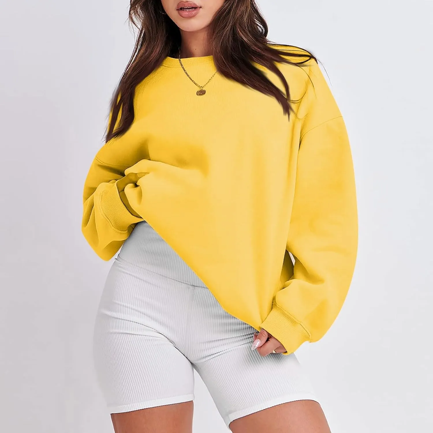 Oversized Sweatshirt for Women Baggy Fleece Crewneck Sweatshirts Comfy Drop Shoulder Pullover Hoodie Soft Winter Coat