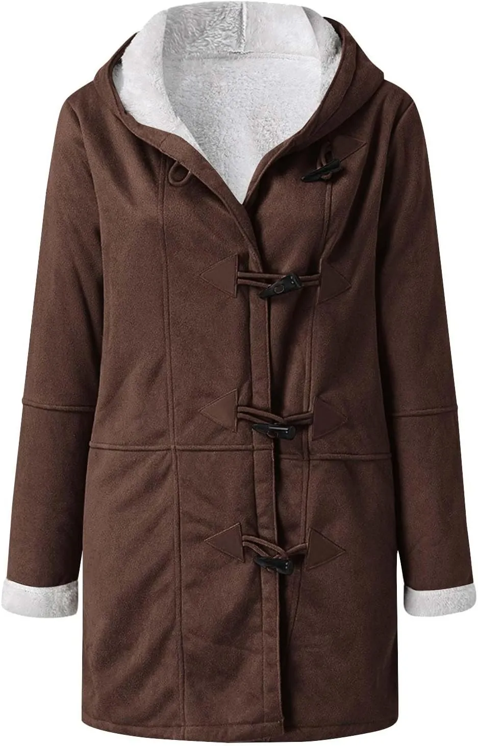 Plus Size Winter Coats for Women 2024 Warm Sherpa Fleece Lined Distressed Jackets Soft Long Sleeve Hooded Pocket Coat