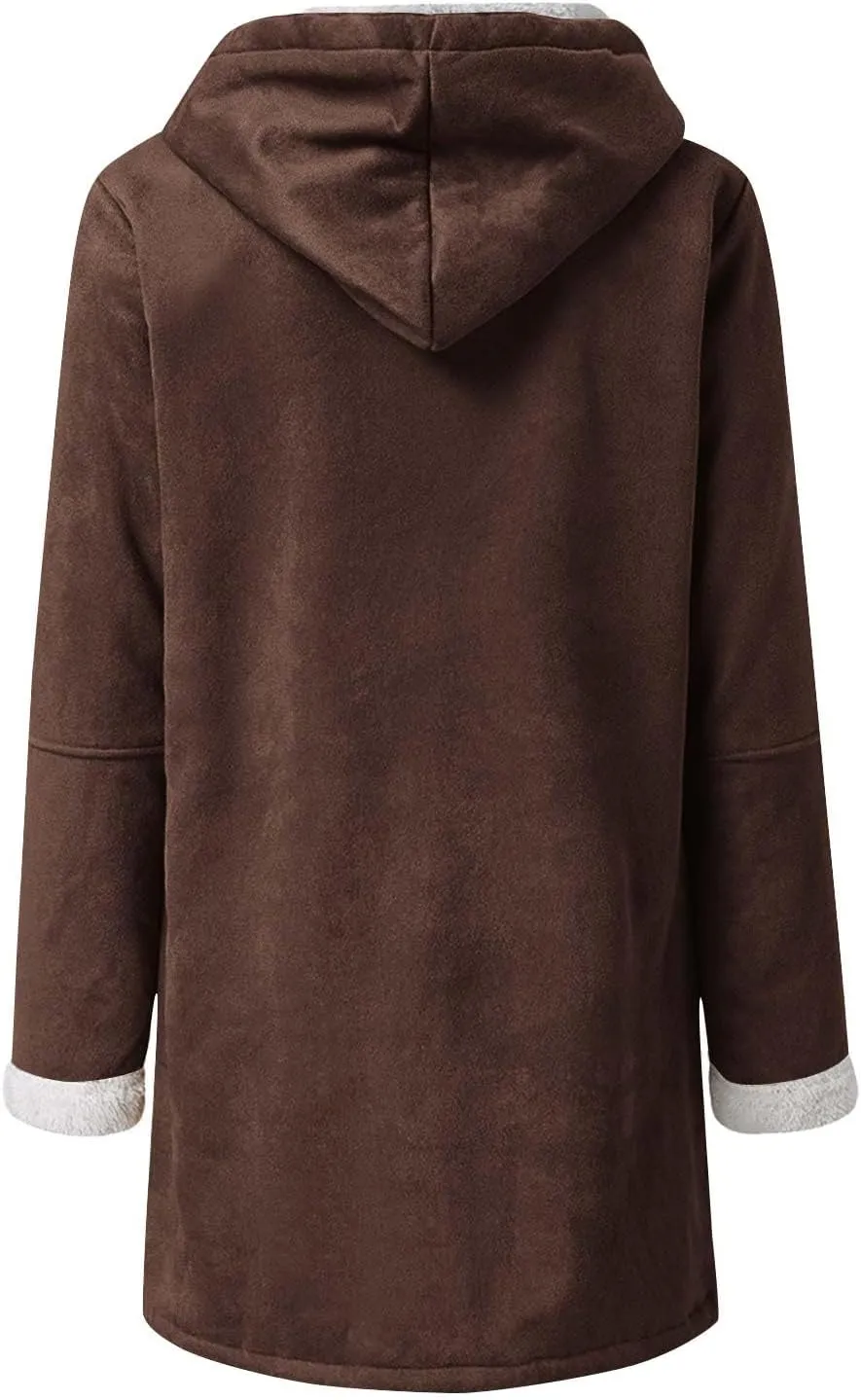 Plus Size Winter Coats for Women 2024 Warm Sherpa Fleece Lined Distressed Jackets Soft Long Sleeve Hooded Pocket Coat
