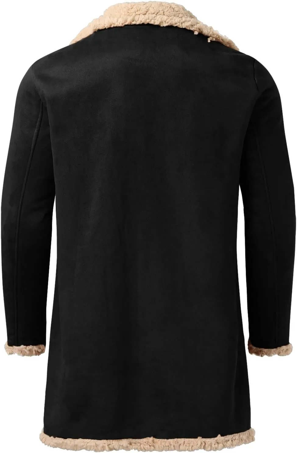 QWENTMTNTY Mens Faux Shearling Sherpa Jacket Heavyweight Winter Faux Sheepskin Long Trench Coat Casual Thicken Outerwear