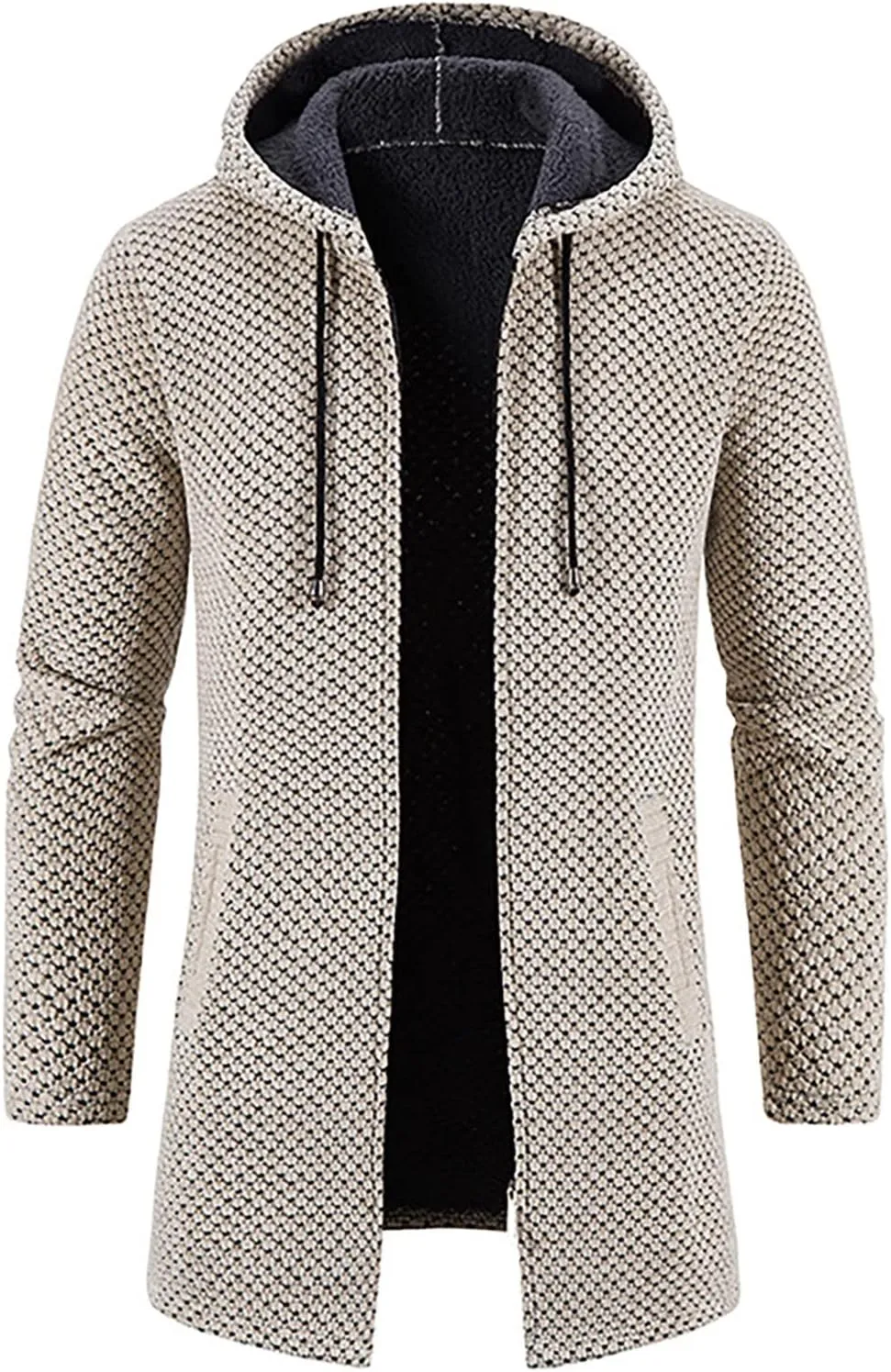 RTRDE Men's Coats Sherpa Lined Pea Coat Business Casual Trench Overcoat Long Jacket Coat, L-4XL