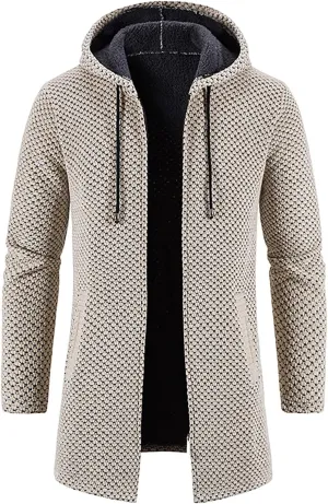 RTRDE Men's Coats Sherpa Lined Pea Coat Business Casual Trench Overcoat Long Jacket Coat, L-4XL