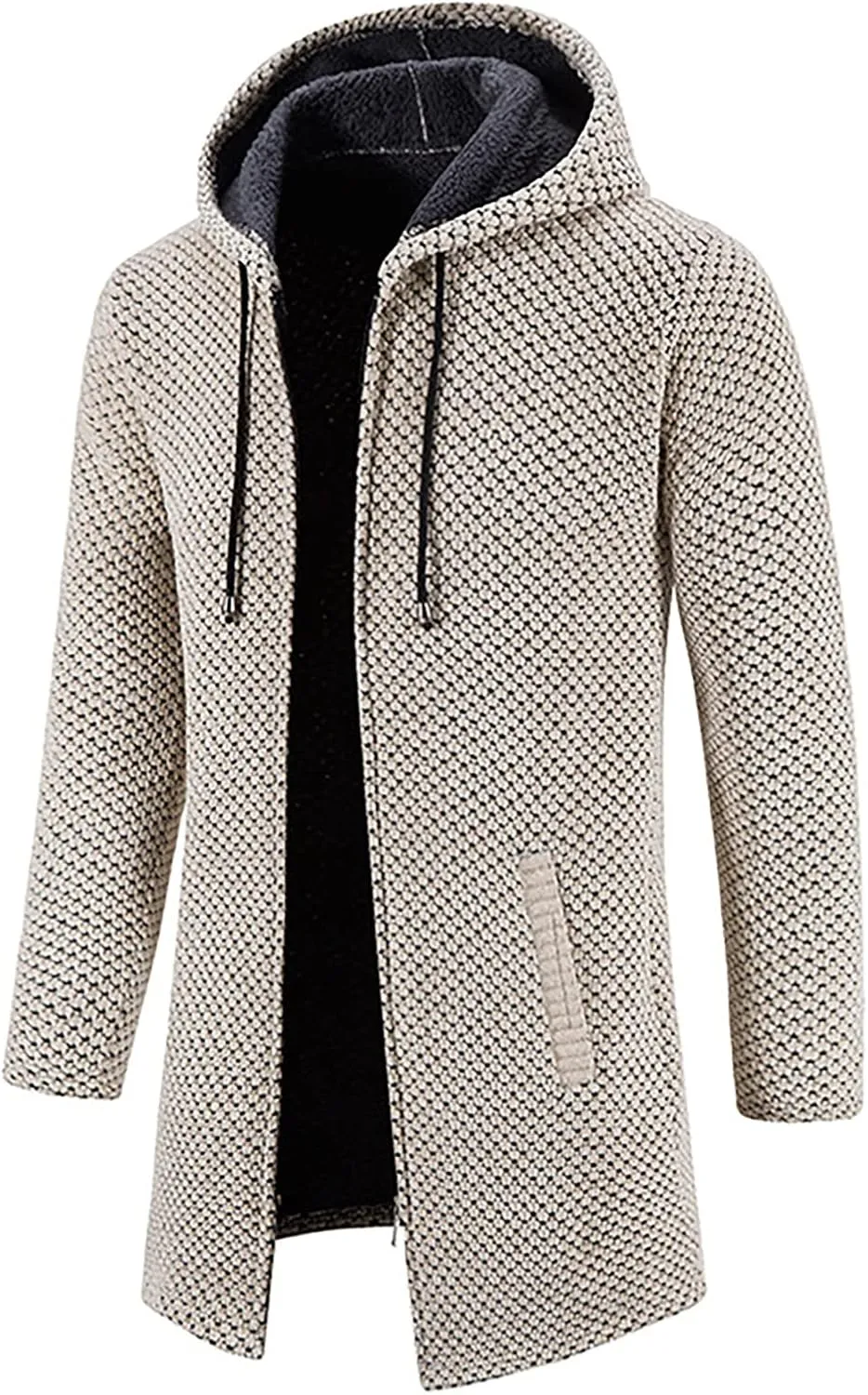 RTRDE Men's Coats Sherpa Lined Pea Coat Business Casual Trench Overcoat Long Jacket Coat, L-4XL